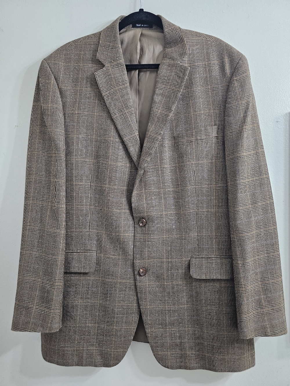 Vintage Lauren Ralph Lauren Wool/Silk Blend Brown Glen Plaid Blazer Men's 44L